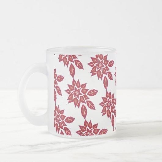 Poinsettia (rood) matglas koffiemok (Links)