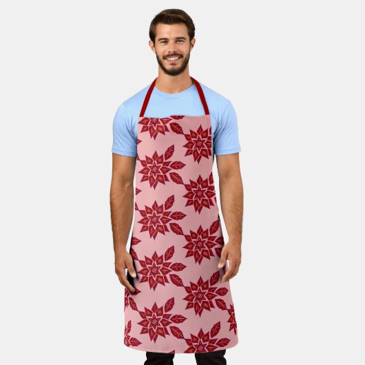 Poinsettia (rood) schort (Gedragen)