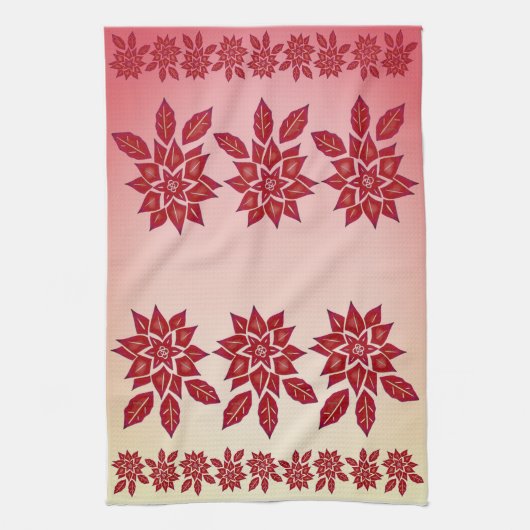 Poinsettia (rood) theedoek (Verticaal)