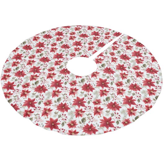 Poinsettia Rood Wit Groen Vakantie Kerstmis Kerstboom Rok (Gekanteld)