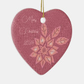 Poinsettia roos stro en perzikgradiënt keramisch ornament (Rechts)