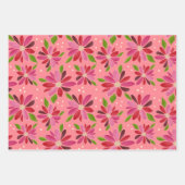 Poinsettia roze geschenkverpakking 3 verpakking inpakpapier vel (Voorkant 2)