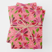 Poinsettia roze geschenkverpakking 3 verpakking inpakpapier vel (In situ)