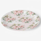 Poinsettia roze Winter gouden sneeuwvlokken verjaa Papieren Bordje (Gekanteld)