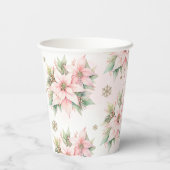 Poinsettia roze Winter Onederland verjaardag Papieren Bekers (Achterkant)