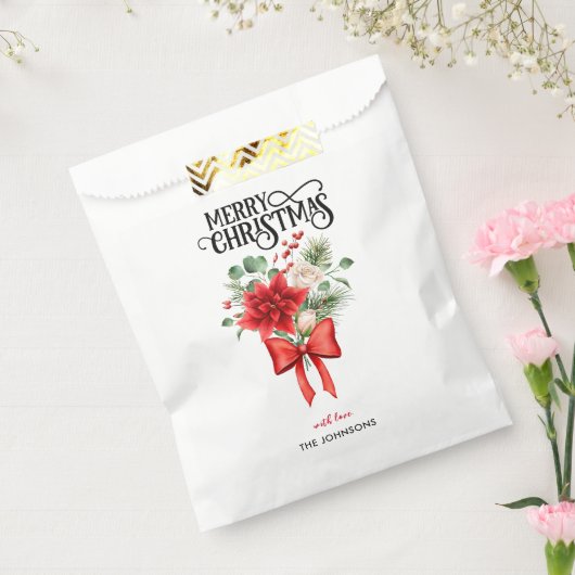 Poinsettia Rozen Kerst Bloem Boeket Bedankzakje (Gezegeld)