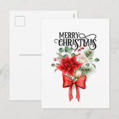 Poinsettia Rozen Kerst Bloemboeket Feestdagenkaart (Voorkant / Achterkant)