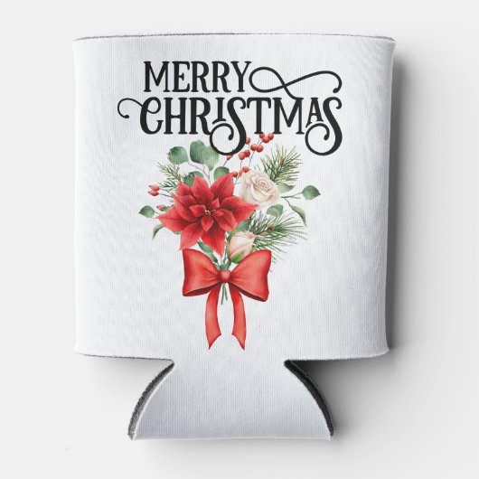 Poinsettia Rozen Kerstbloem boeket Blikjeskoeler (Voorkant)