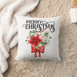 Poinsettia Rozen Kerstbloem boeket Kussen