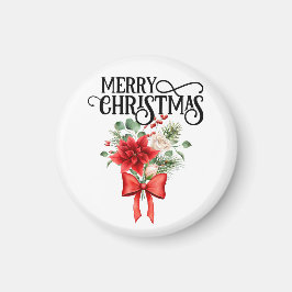 Poinsettia Rozen Kerstbloem boeket Magneet