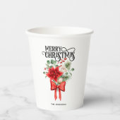 Poinsettia Rozen Kerstbloem boeket Papieren Bekers (Voorkant)