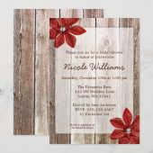 Poinsettia Rustic Barn Wood Vrijgezellenfeest Kaart (Voorkant / Achterkant)