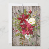 Poinsettia Rustic Wood Lace Fotokerst Feestdagenkaart (Achterkant)