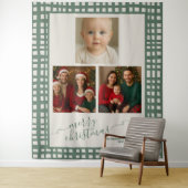 Poinsettia Sage Green Christmas Photo backdrop Wandkleed (In situ)