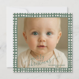 Poinsettia Sage Green Ivory Christmas Photo Feestdagenkaart