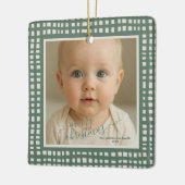 Poinsettia Sage Green Ivory Christmas two Photo Keramisch Ornament (Links)