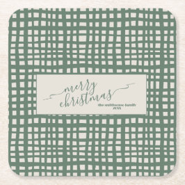 Poinsettia Sage Ivory Christmas elegant Kartonnen Onderzetters