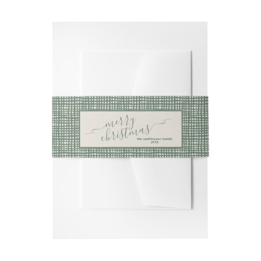 Poinsettia Sage Ivory Christmas Uitnodigingen Wikkel (Voorkant Voorbeeld)
