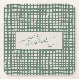 Poinsettia Sage Ivory Kerst elegant Kartonnen Onderzetters