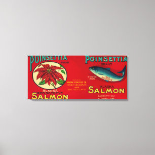 Poinsettia Salmon kan het label geven Canvas Afdruk