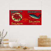 Poinsettia Salmon kan het label geven Poster (Keuken)