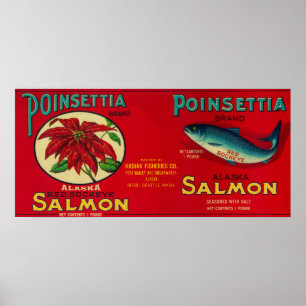 Poinsettia Salmon kan het label geven Poster