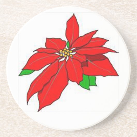 Poinsettia Sandstone Onderzetter (Voorkant)