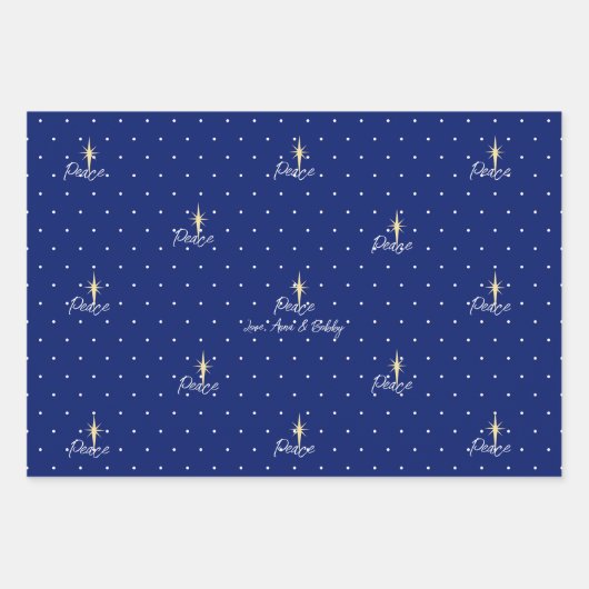 Poinsettia Santa Claus Star van Bethlehem Kerstmis Inpakpapier Vel (Voorkant 3)