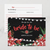 Poinsettia schoolbord kerstrecept voor bruid briefkaart (Voorkant / Achterkant)