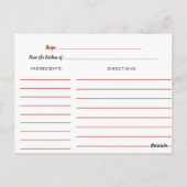 Poinsettia schoolbord kerstrecept voor bruid briefkaart (Achterkant)