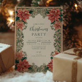 Poinsettia Scrollwork Kerst Kaart