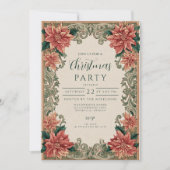 Poinsettia Scrollwork Kerst Kaart (Voorkant)