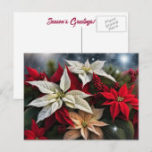 Poinsettia Seizoen Groeten Feestdagenkaart (Voorkant / Achterkant)