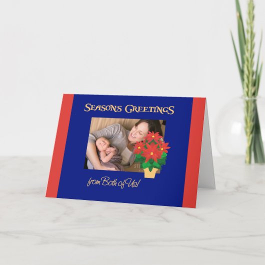 Poinsettia Seizoen Groeten Van Beide Van Ons Feestdagen Kaart (Voorkant)