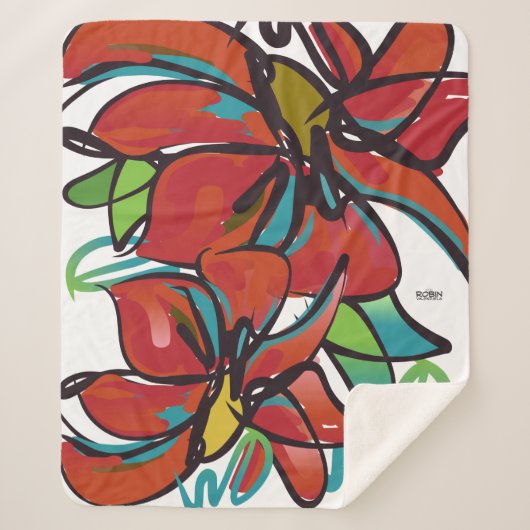 Poinsettia Sherpa Blanket Medium Deken (Voorkant)