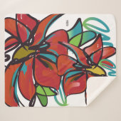 Poinsettia Sherpa Blanket Medium Sherpa Deken (Voorkant (horizontaal))