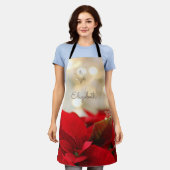 Poinsettia, Shiny Gold Snowflakes- Gepersonaliseer Schort (Gedragen)