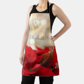 Poinsettia, Shiny Gold Snowflakes- Gepersonaliseer Schort (Insitu)