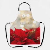Poinsettia, Shiny Gold Snowflakes- Gepersonaliseer Schort (Voorkant)