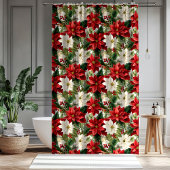 Poinsettia Shower Curtain Timeless Holiday Charm Douchegordijn
