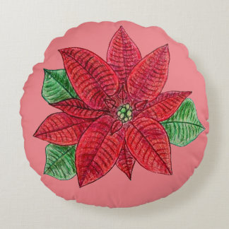 Poinsettia Sierkussen Rond Kussen