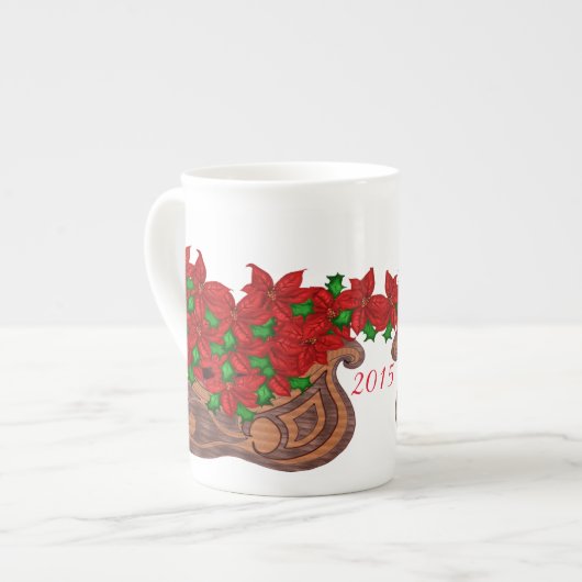 Poinsettia Sled Bone China mok (Links)