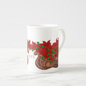 Poinsettia Sled Bone China mok (Voorkant rechts)
