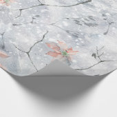 Poinsettia Sneeuwscène met bladeren, winter Cadeaupapier (Hoek)