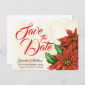 Poinsettia Sparen het Briefkaart van de Datum (Voorkant / Achterkant)