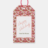 Poinsettia Specialized Happy Holiday Gift Labels Cadeaulabel (Voorkant)