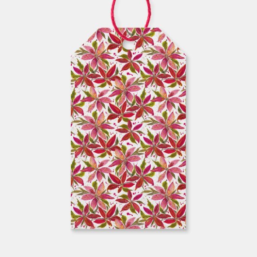 Poinsettia Specialized Happy Holiday Gift Labels Cadeaulabel (Achterkant)
