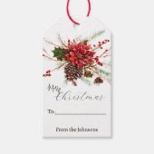 Poinsettia spray gepersonaliseerde kerst cadeaulabel (Voorkant)
