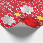 Poinsettia Star-patroon rode kerstfoto Cadeaupapier (Hoek)