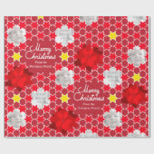 Poinsettia Star-patroon rode kerstfoto Cadeaupapier (Vlak)